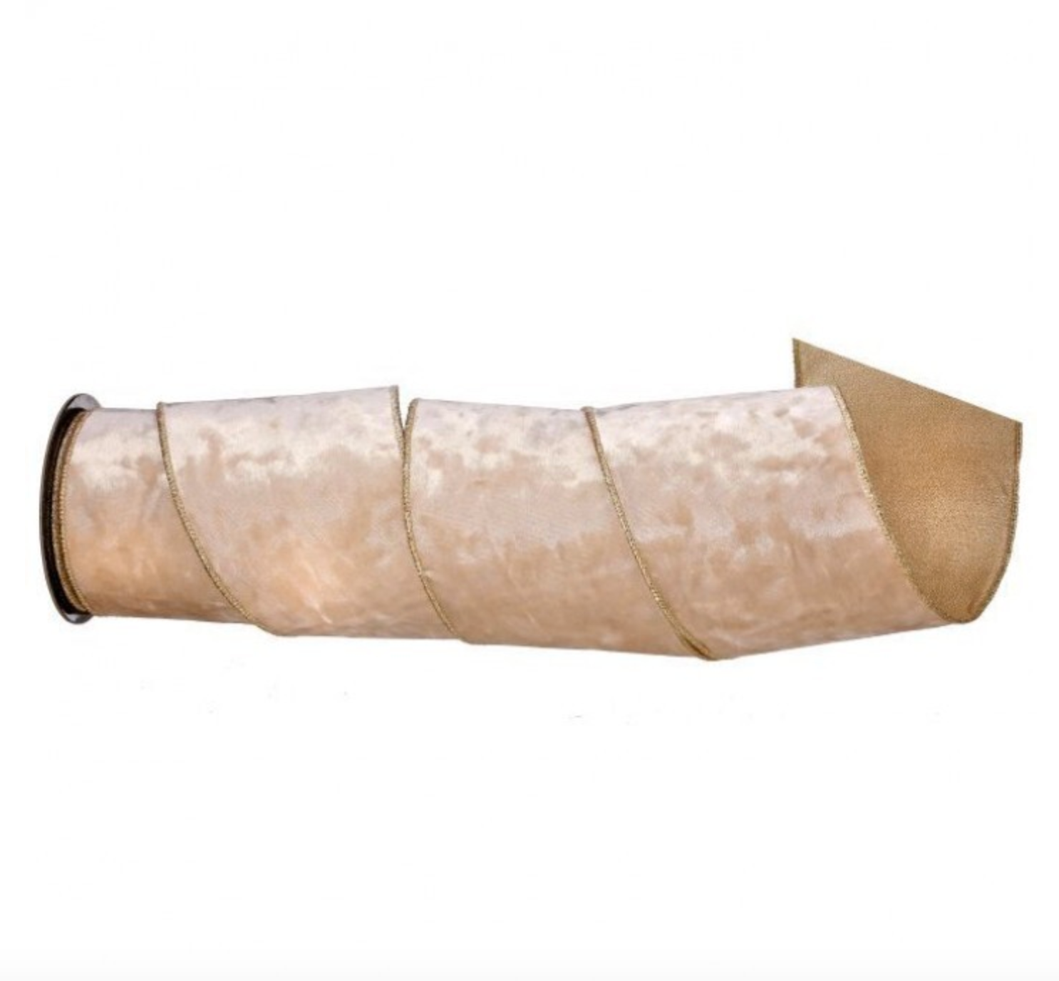 ivory velvet wired ribbon with gold trim