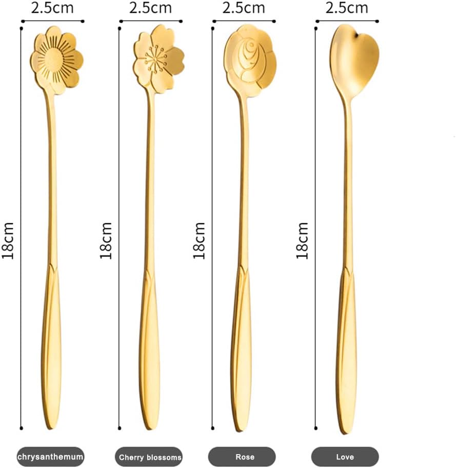 8-Piece Flower Spoon Set in Gold or Silver