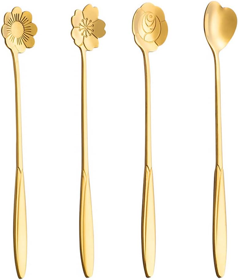 8-Piece Flower Spoon Set in Gold or Silver