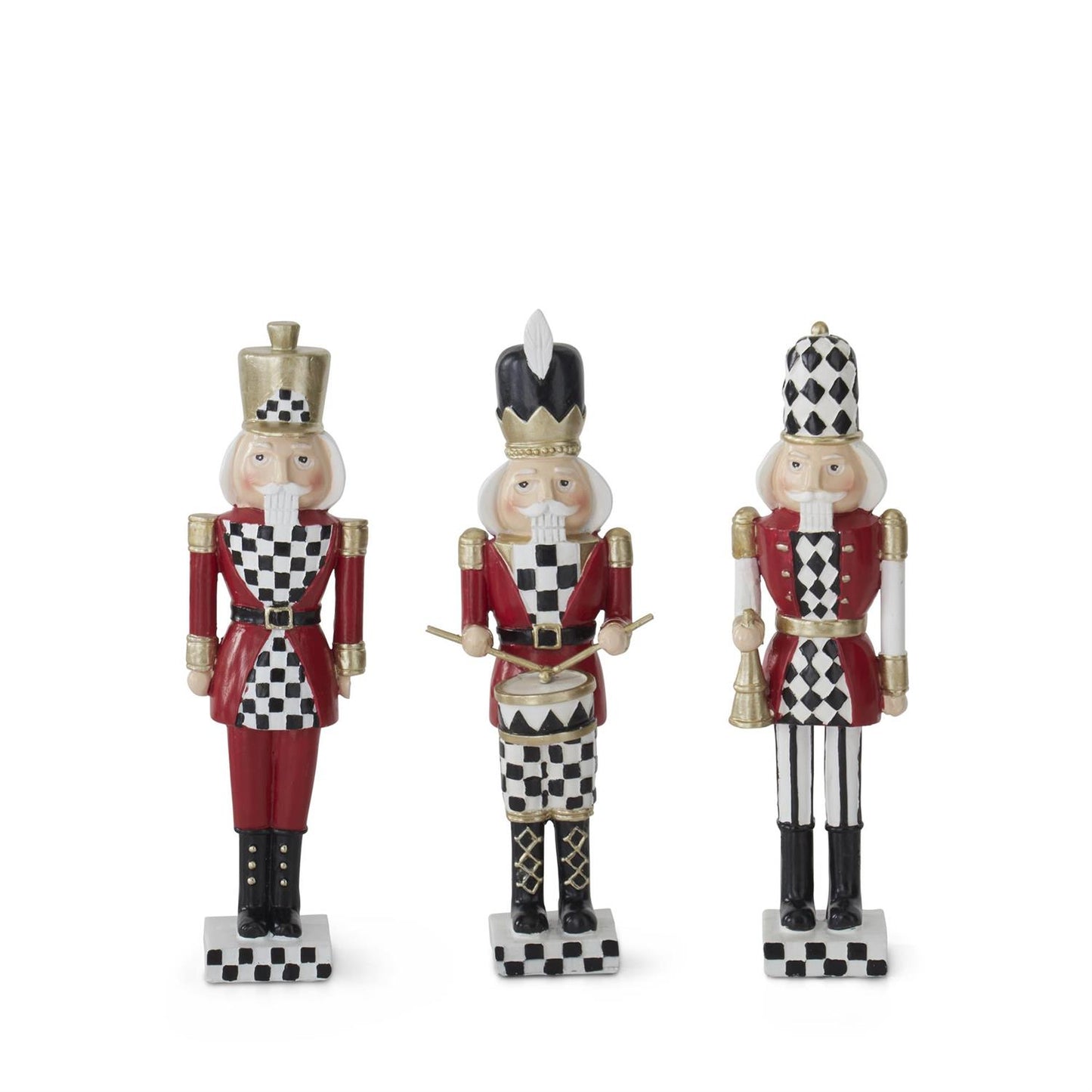 Assorted 8 Inch Harlequin Resin Nutcracker Soldiers (3 Styles)