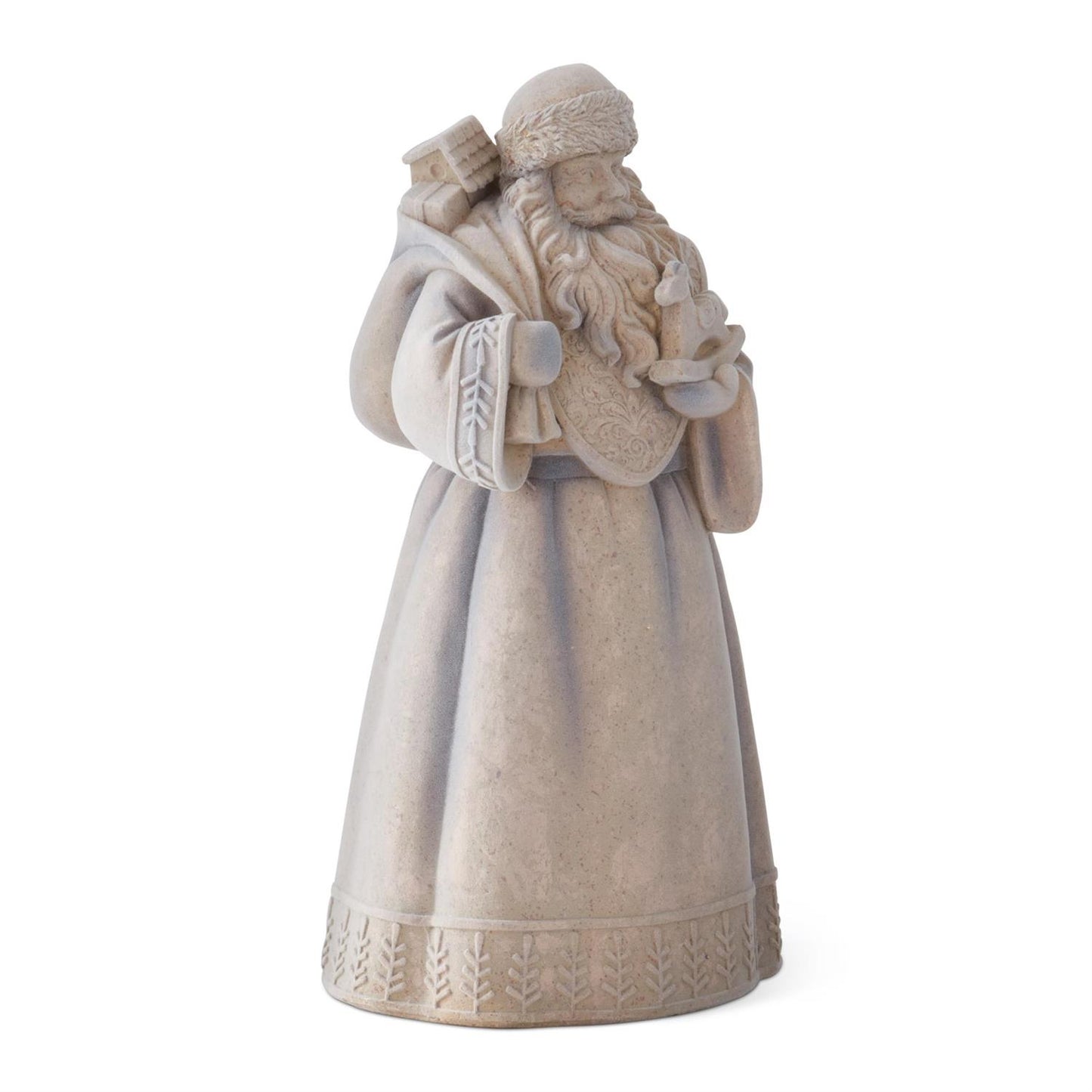 15.5 Inch Blue-Gray Gold Speckled Flocked Santa Figurine