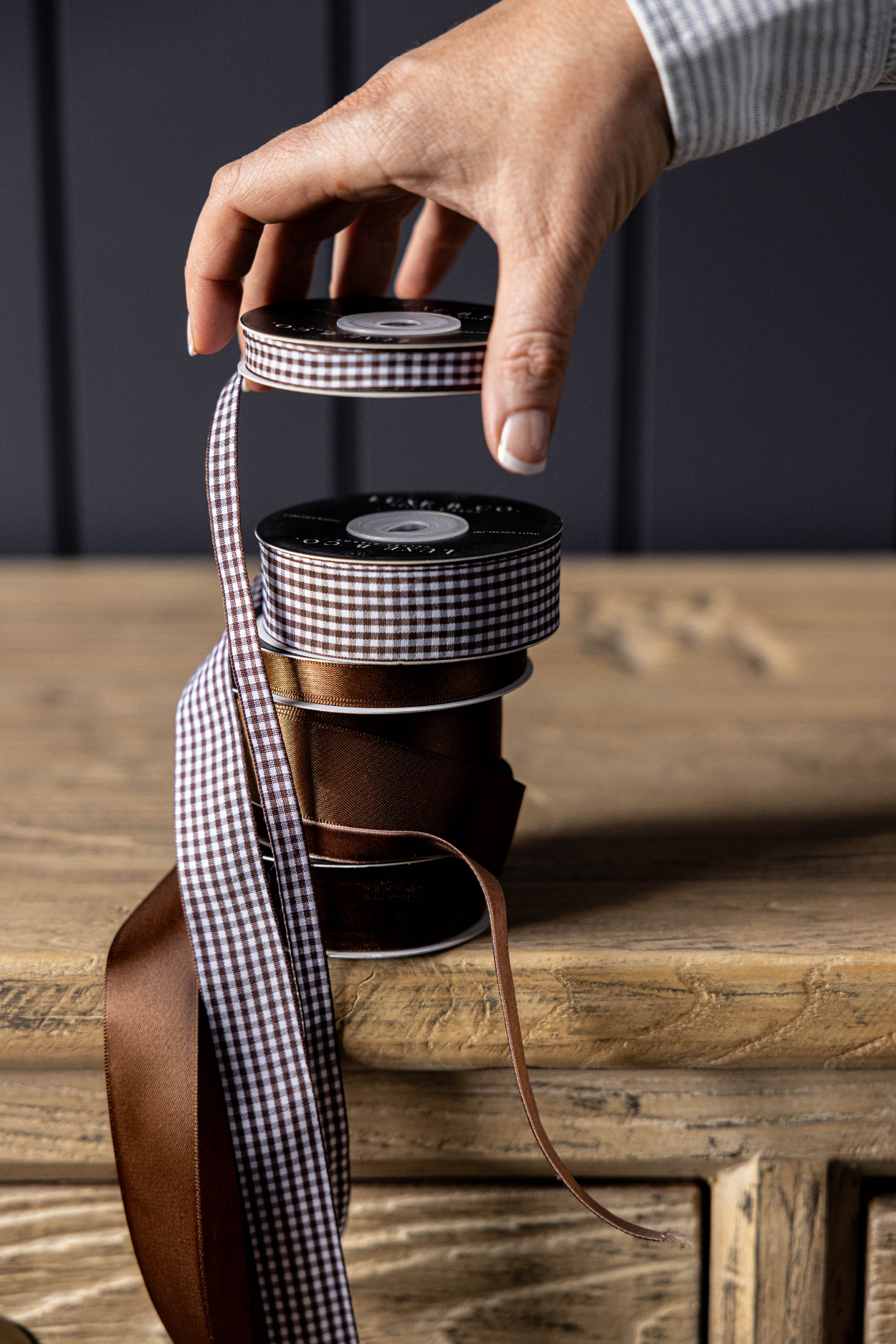 1/3" Ribbon Brown Satin Holiday Decor