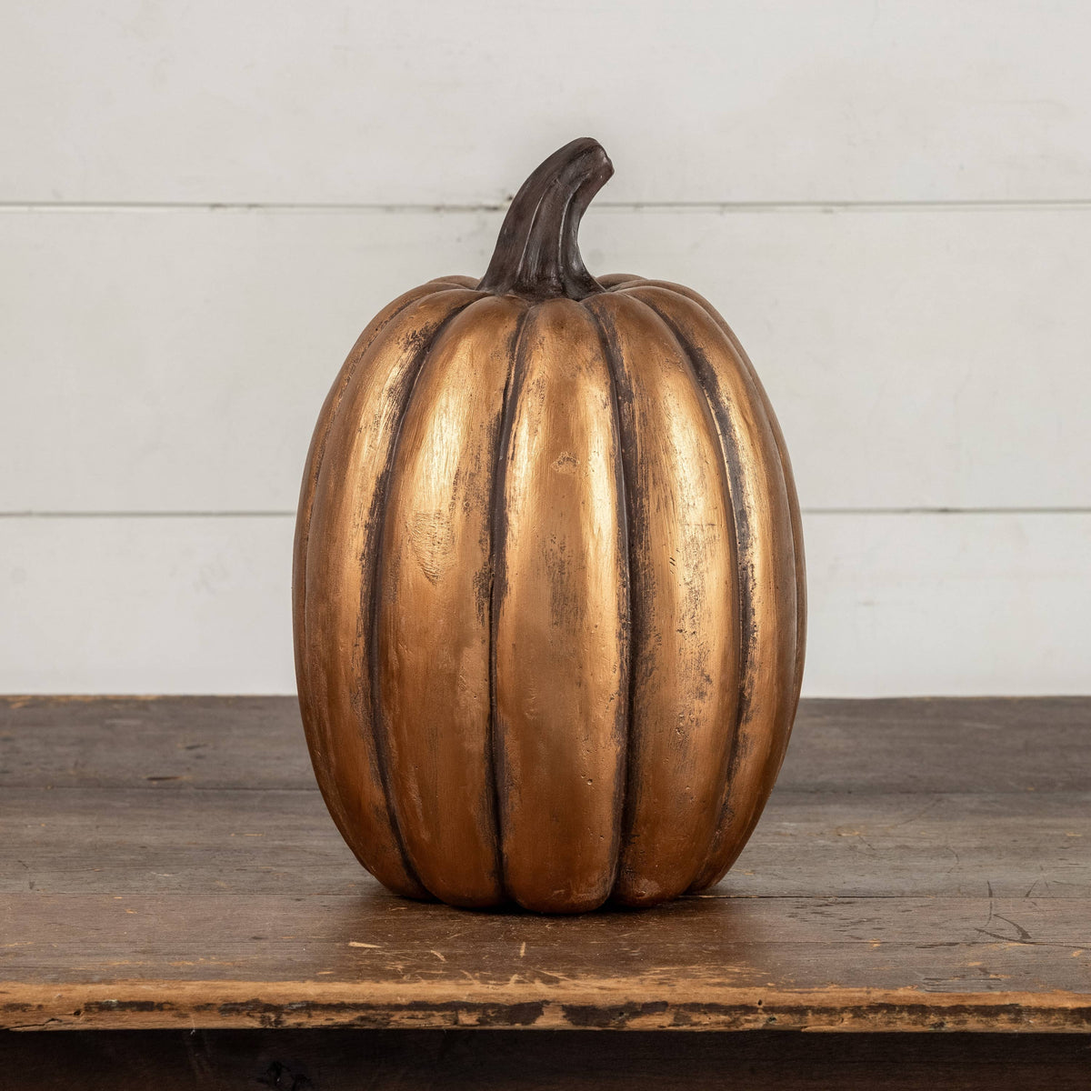 14" Gold Tall Pumpkin – Elegant Fall & Thanksgiving Decor