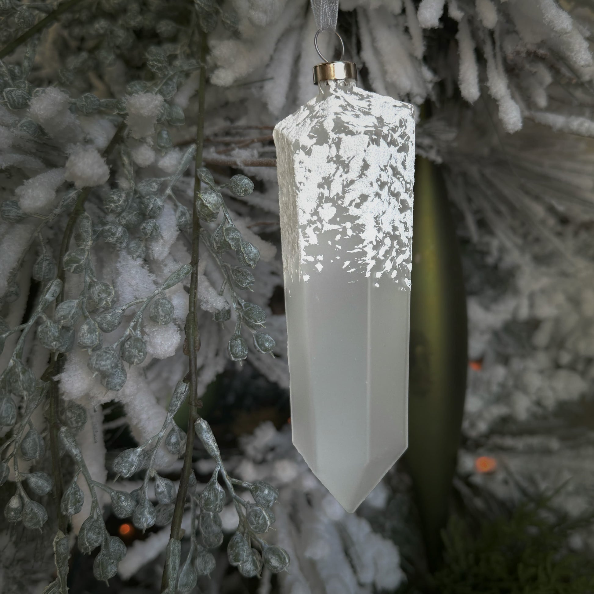 6.25" frosted crystal shaped ornament