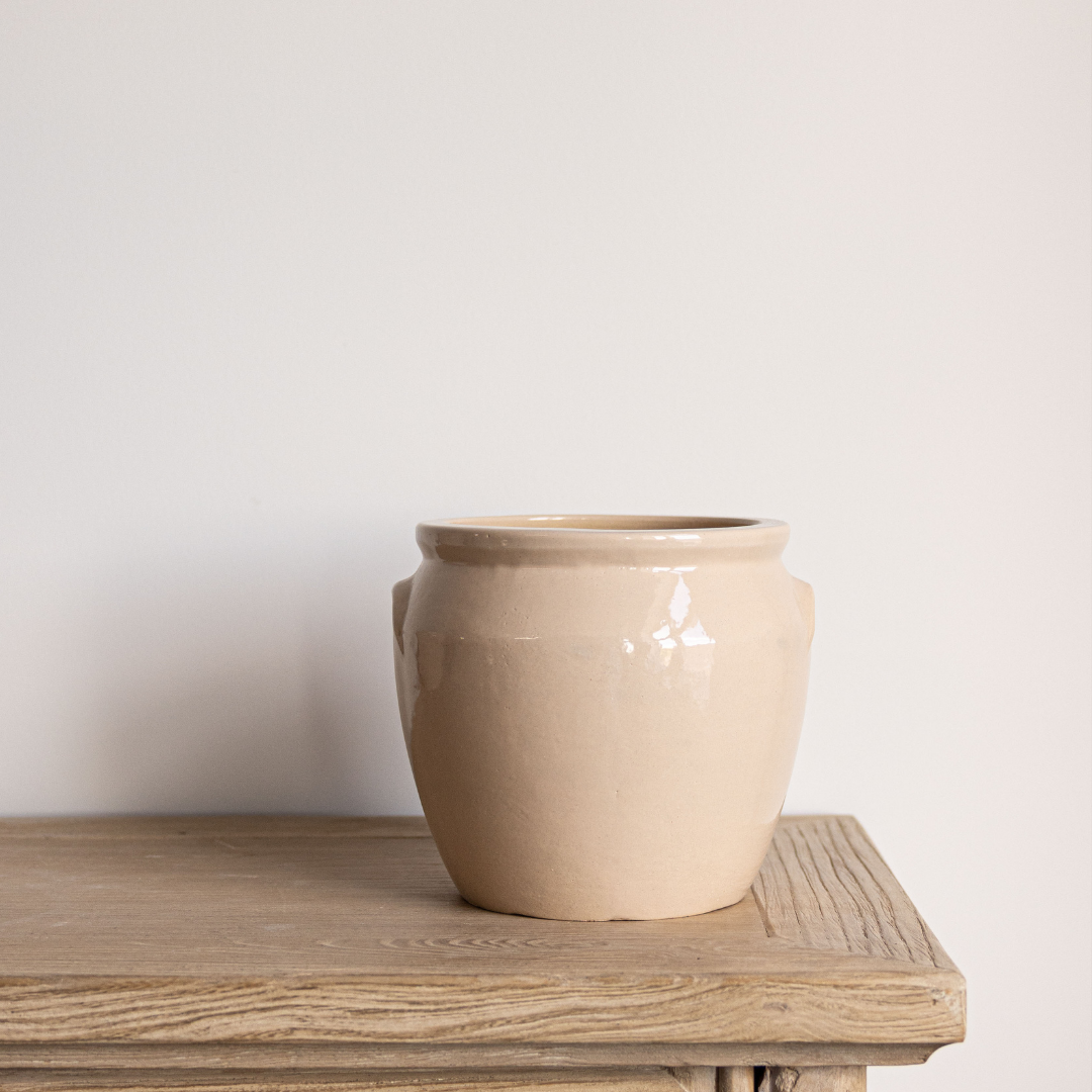 French Replica Cream Glazed Confit Crock Pot Small