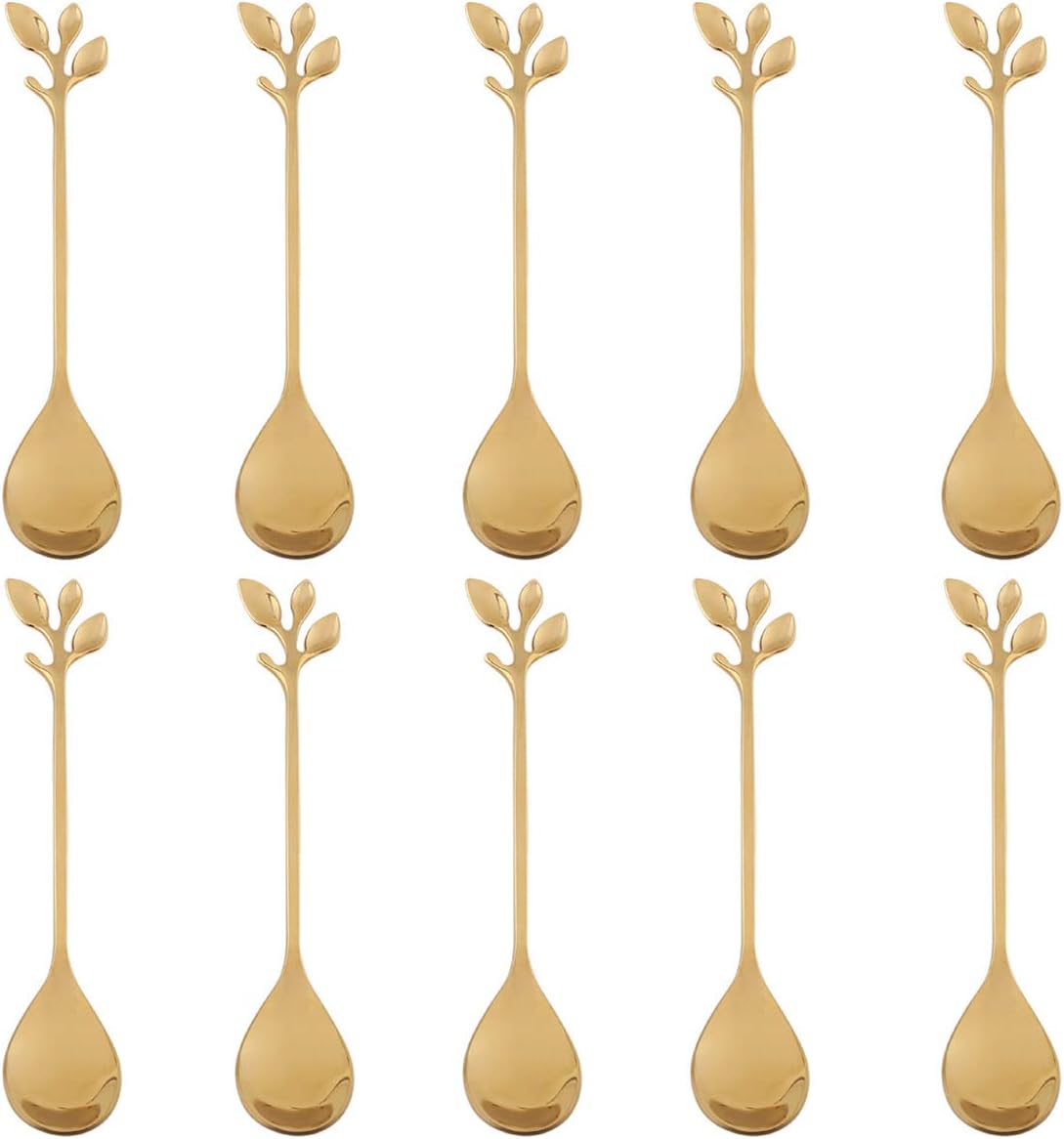 6-Piece Gold Leaf Coffee Spoons