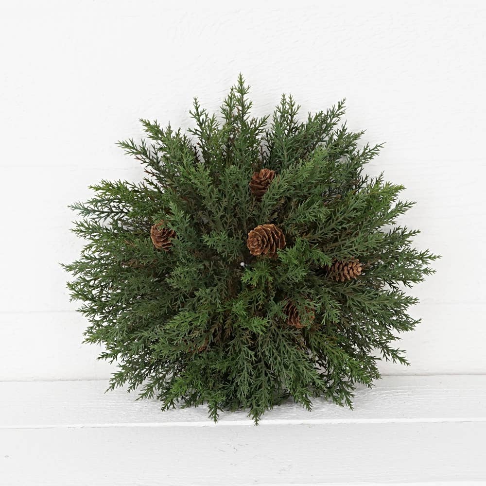 Half Sphere-Dark green Thyme pine w/ birchcones