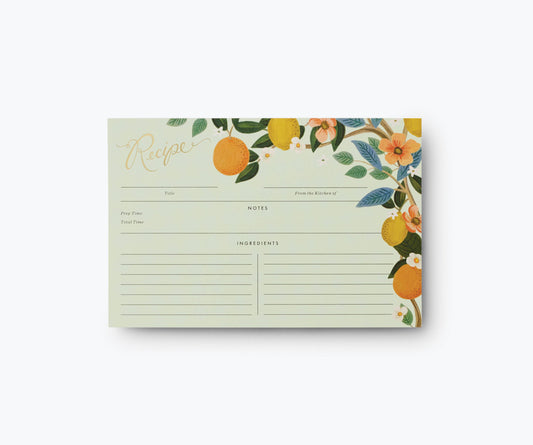 Rifle Paper Co. Citrus Grove Recipe Cards – Set of 12