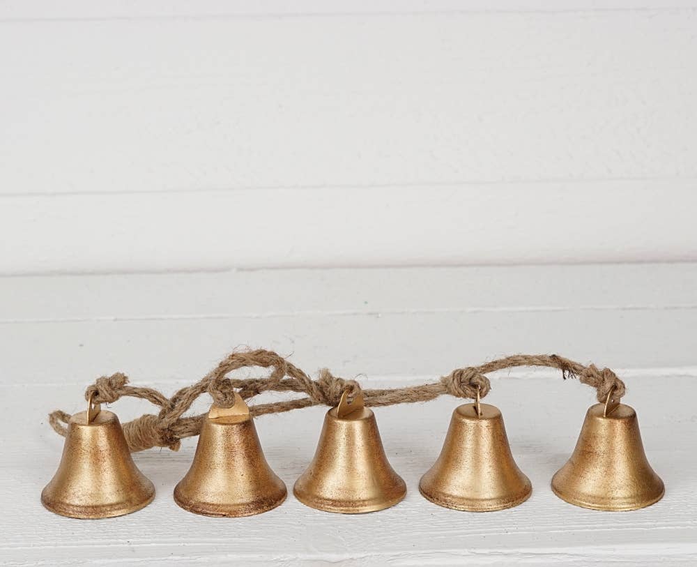 5 Bell Vintage gold mini liberty bell (2.5inD)