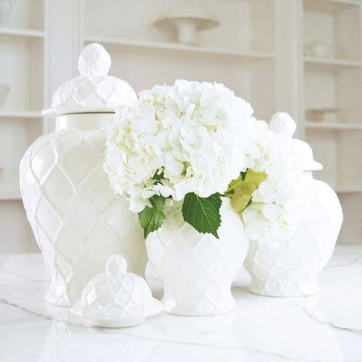 White Textured Ginger Jar - Three Sizes