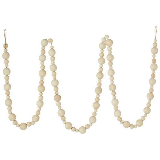 6' Wood Bead Garland - Natural Mantel & Table Decor