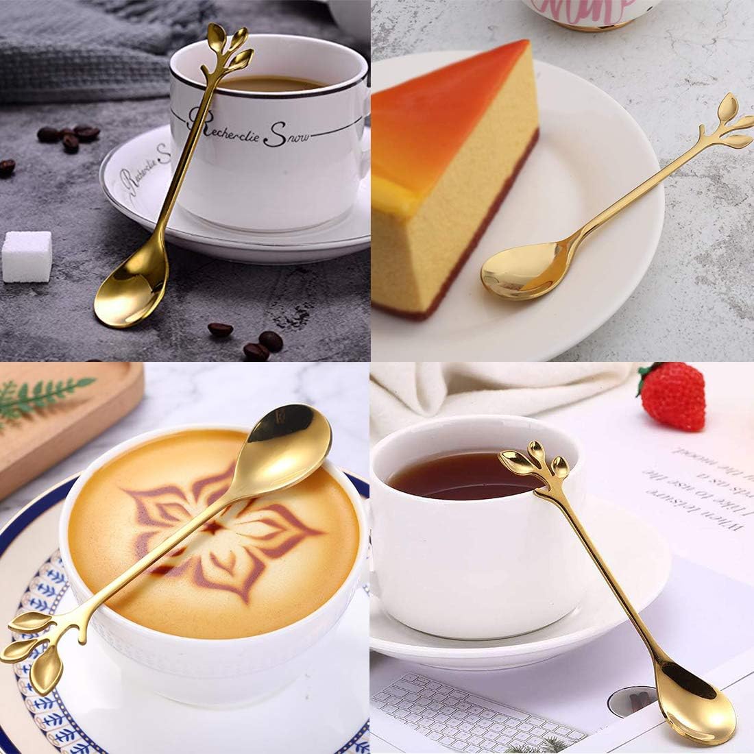 6-Piece Gold Leaf Coffee Spoons