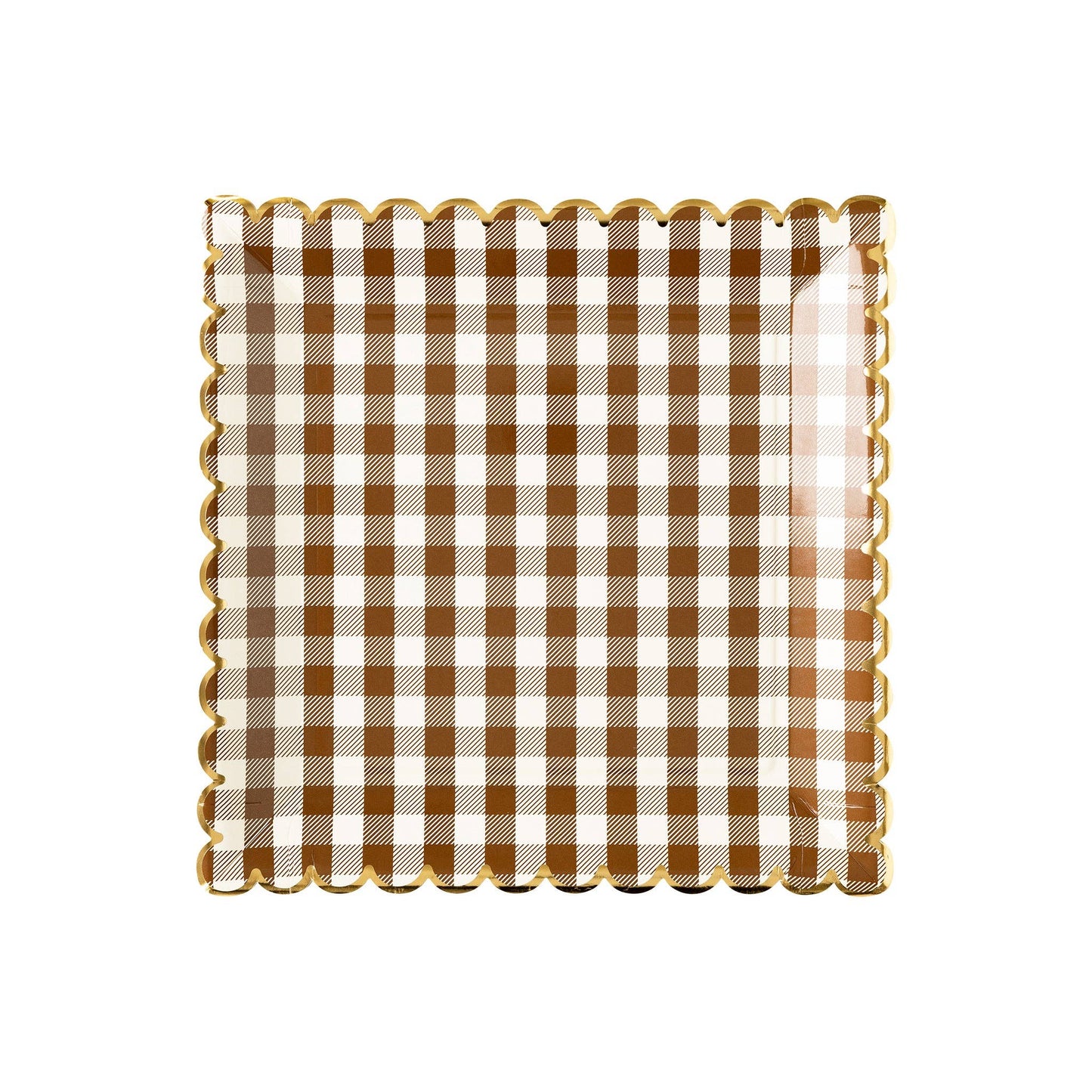 My Minds Eye - Brown Gingham Scalloped Plate