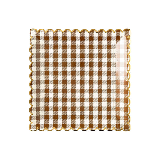 My Minds Eye - Brown Gingham Scalloped Plate