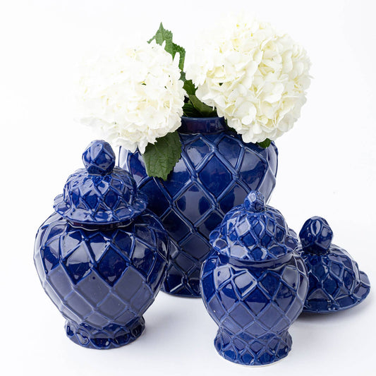 Navy Textured Ginger Jars - Three Sizes