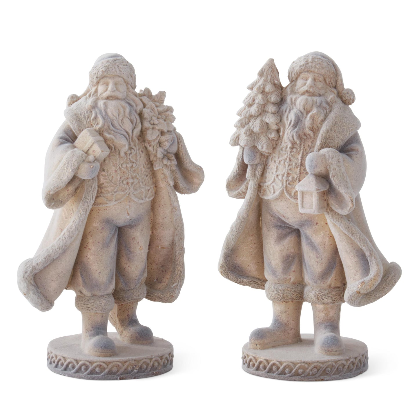 light blue and gold santa figurines christmas decor
