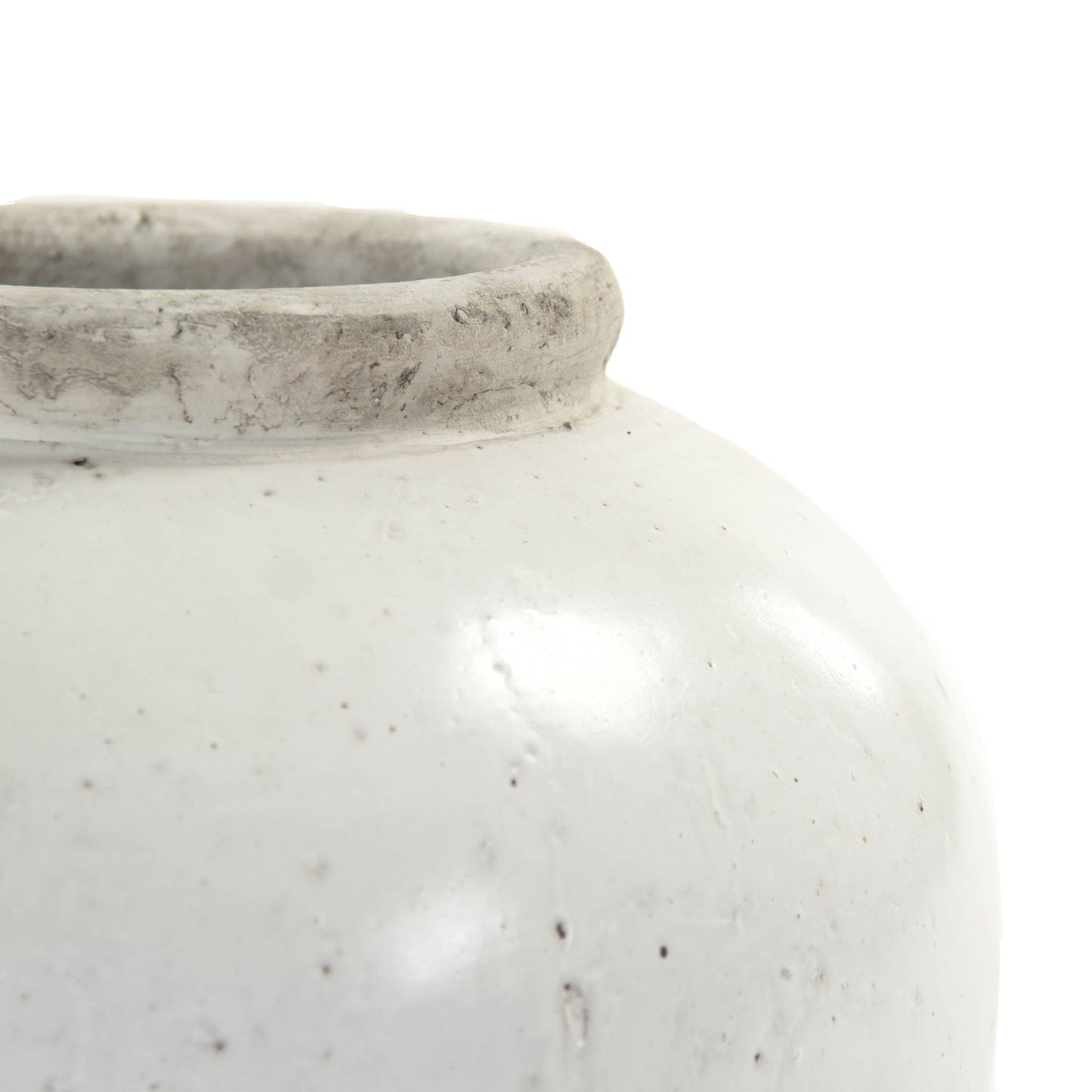 Partially Glazed Off-White Jar