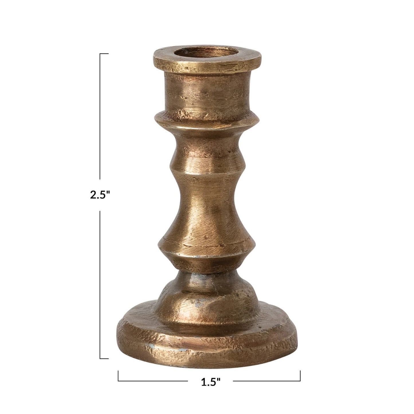 Antique Brass Taper Candle Holder - Cast Aluminum for 1/2" Candles - 3 Sizes