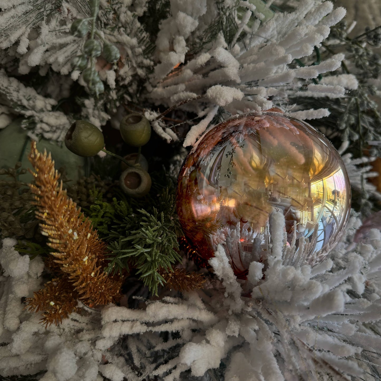 Burgandy Irradescent 5" Handblown Glass Ball Ornament