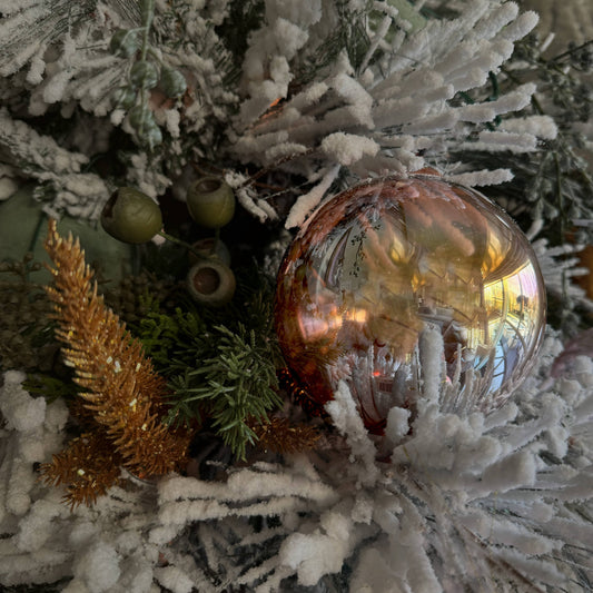 Burgandy Irradescent 5" Handblown Glass Ball Ornament