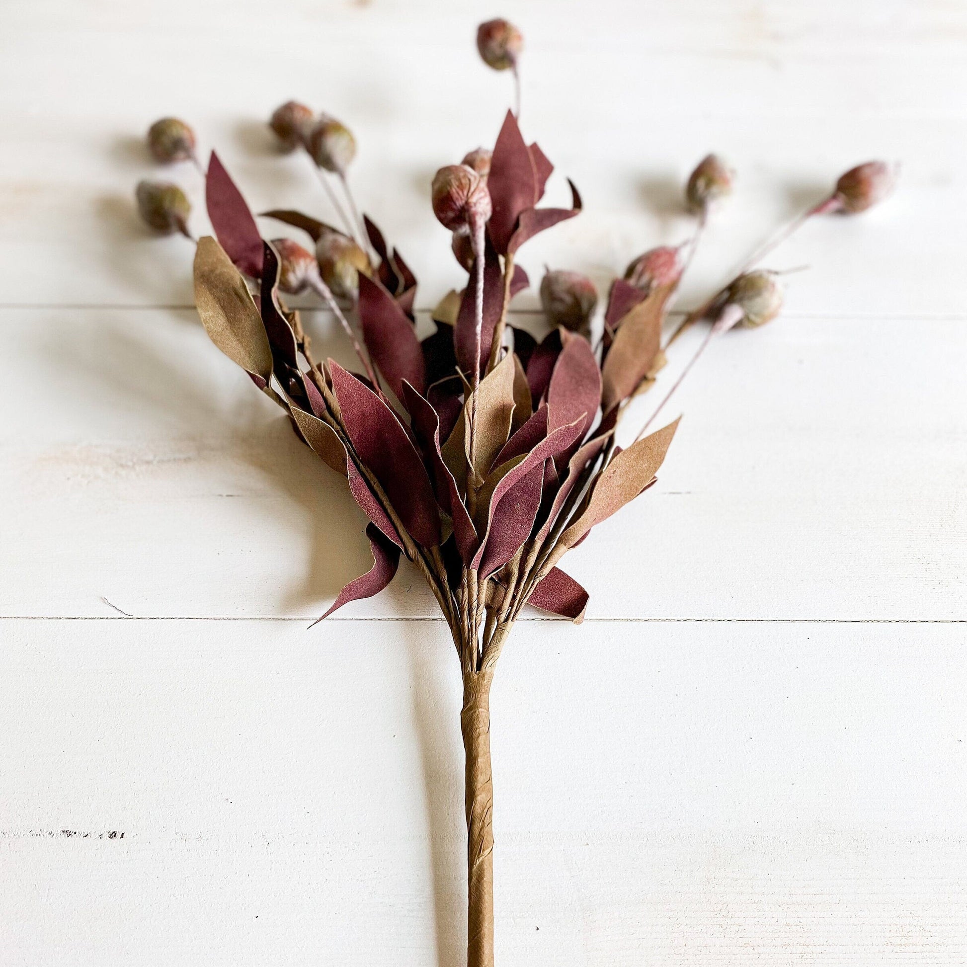A 24-inch artificial floral arrangement in burgundy and green, resembling sleepy silene flowers, placed against a neutral background.