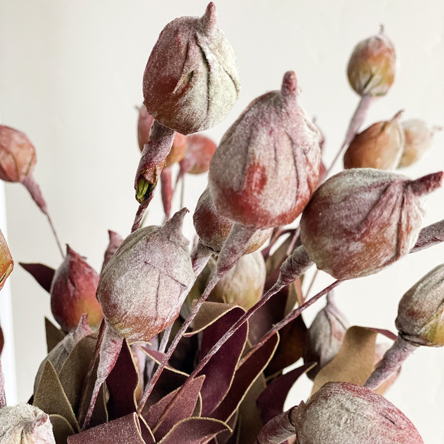 A 24-inch artificial floral arrangement in burgundy and green, resembling sleepy silene flowers, placed against a neutral background.
