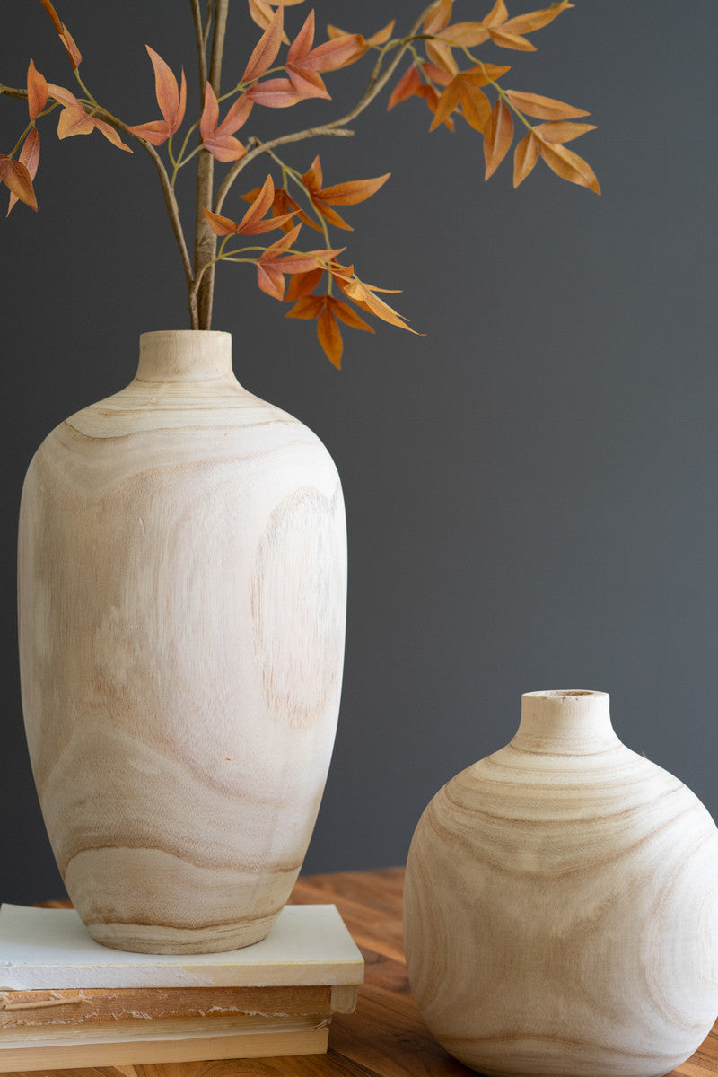 Carved Wooden Bulb Vases - 5 Size Options