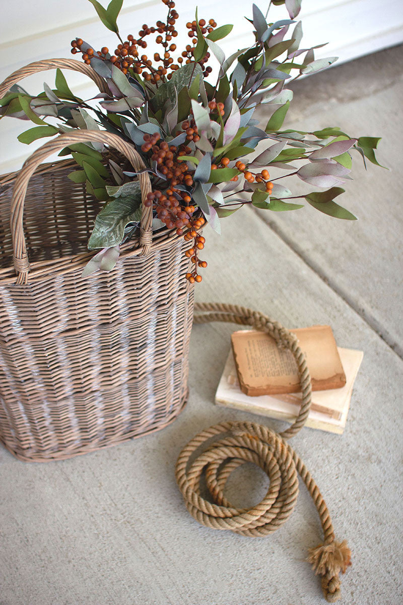 Set of 2 Tall Oval Wicker Baskets