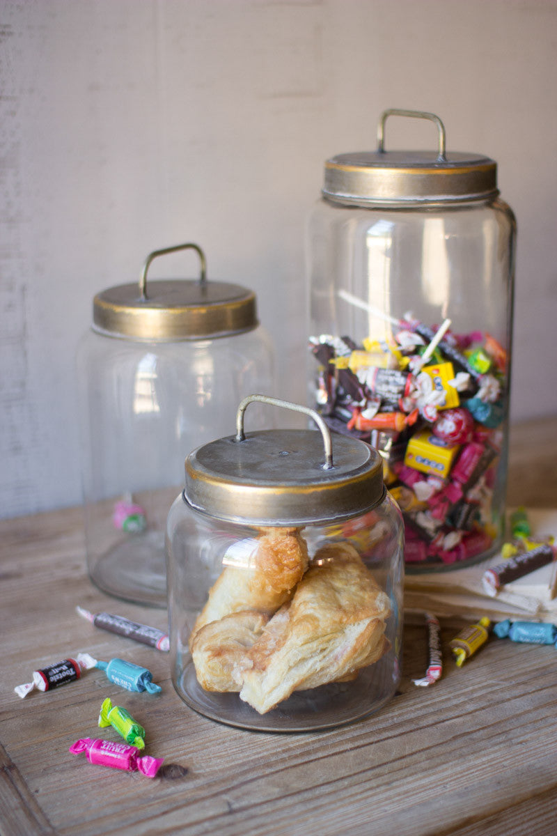 Set of 3 Glass Jars with Metal Lids