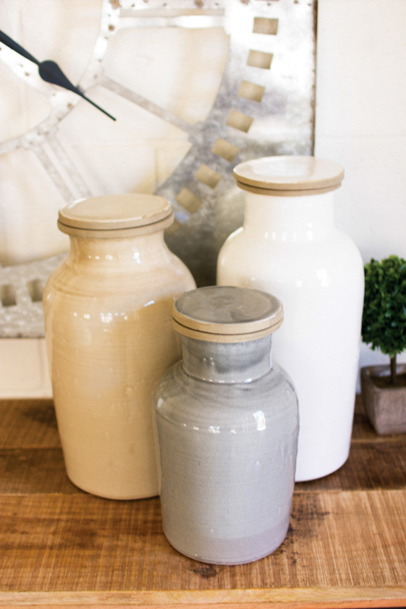 Cream, White, & Grey Ceramic Canisters