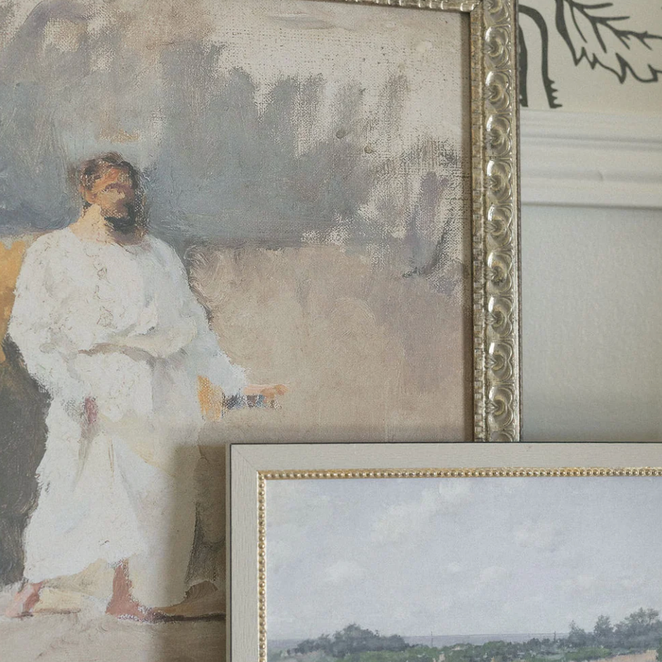 Christ Vintage Artwork in Gold and Grey Frame