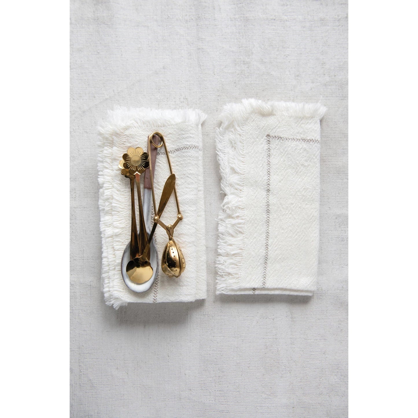 White Cotton Napkins with Fringe
