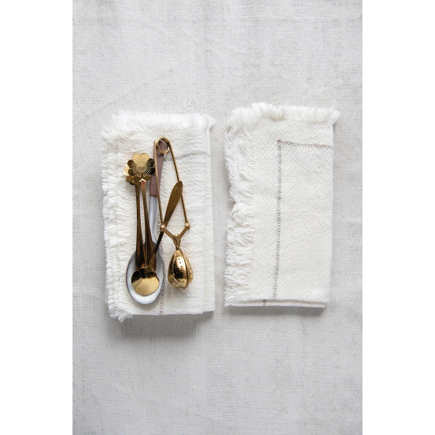 White Cotton Napkins with Fringe