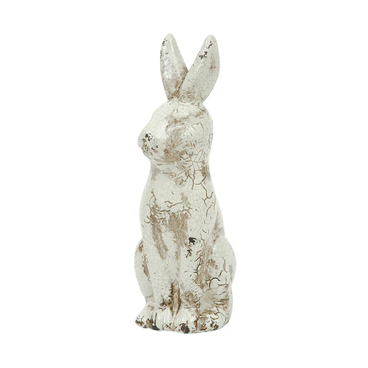 Distressed Ceramic Rabbit Figurine - Rustic Spring Decor