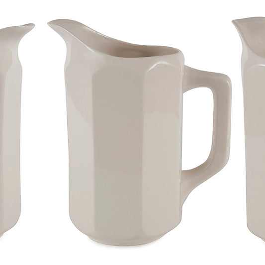 White ceramic pitchers on a white background