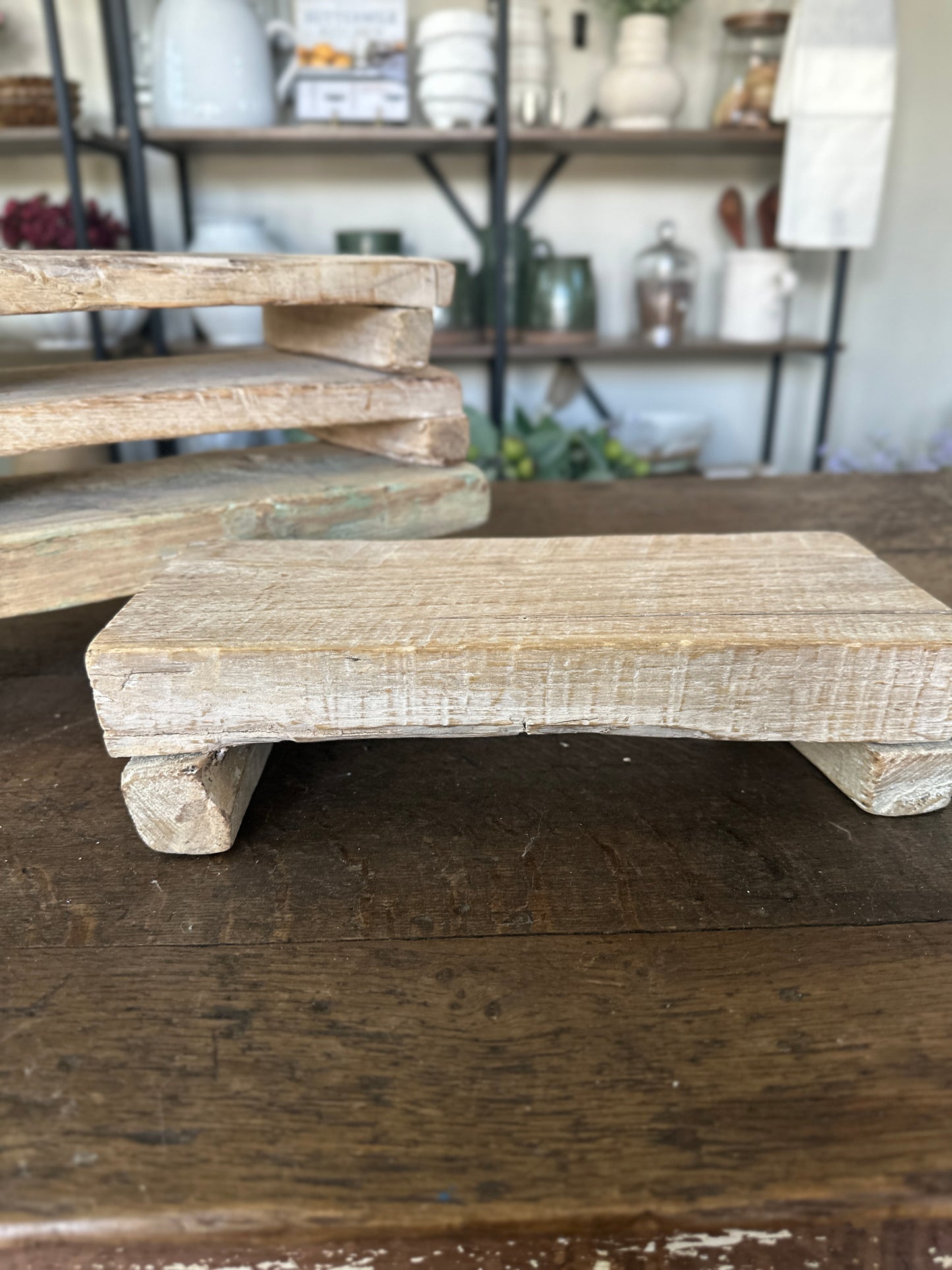 Found Reclaimed Wood Pedestal Tray