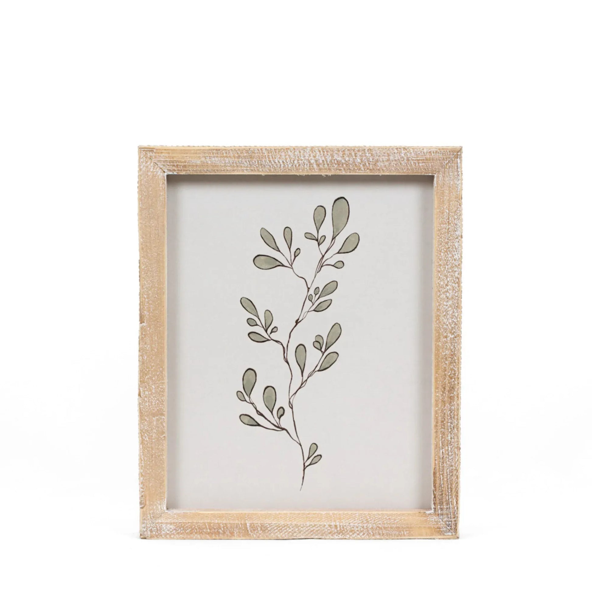 Framed Botanical Wall Art with Rustic Wood Frame