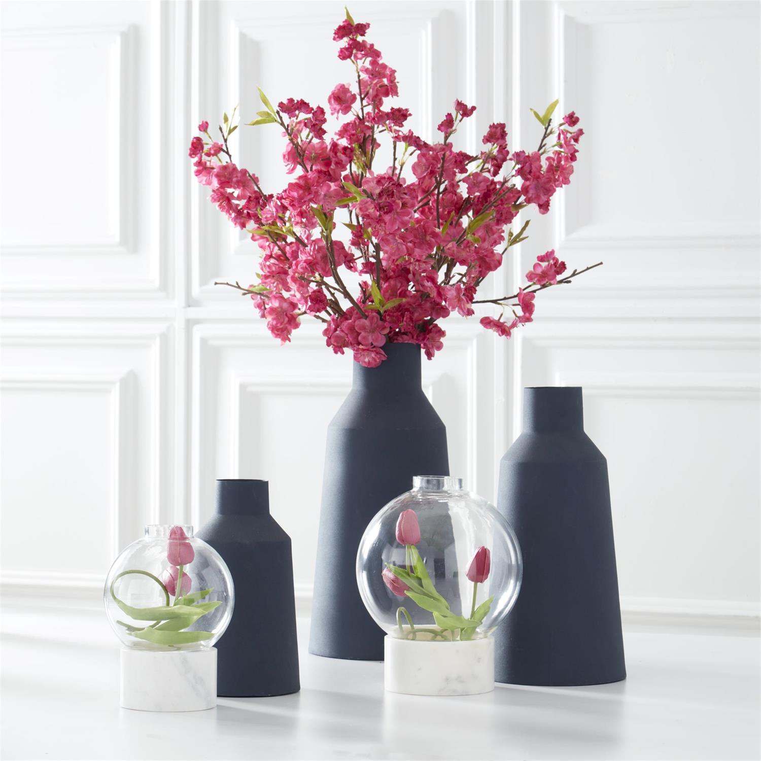 A 36 inch fuchsia cherry blossom spray with multiple branches and pink flowers.