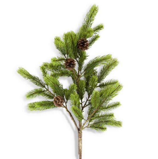 A 40-inch artificial fir and cypress pine branch with pinecones, ideal for holiday and home decor.