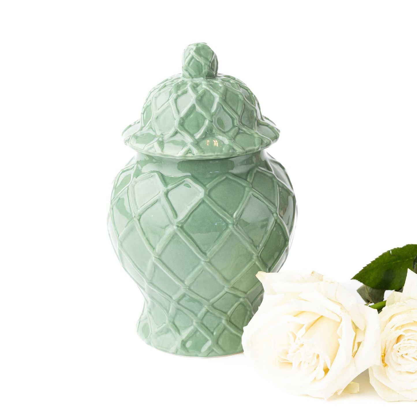 Green Textured Ginger Jars - Three Sizes