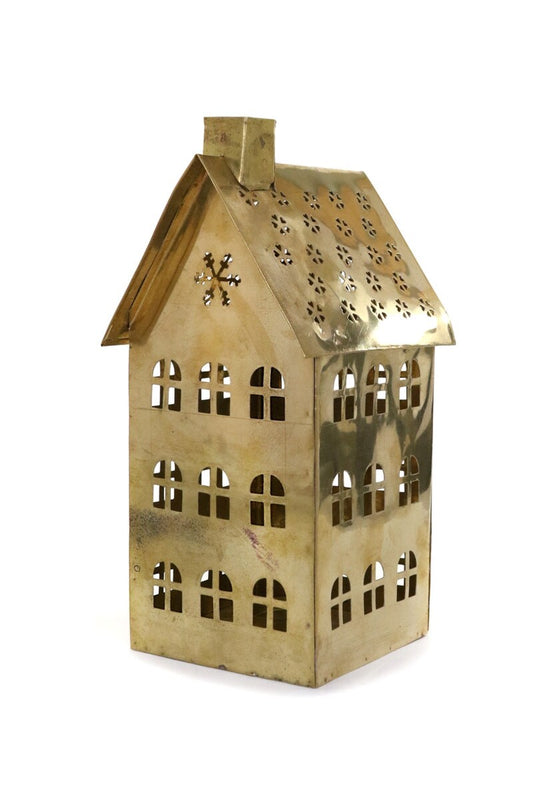 Snowflake Tea Light House - Brass