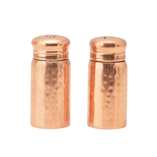 Hammered Stainless Steel Salt and Pepper Shakers Set - Rustic Modern Kitchen