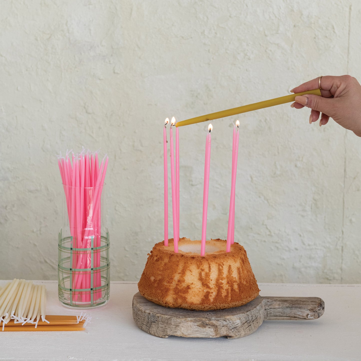 Hot Pink Unscented Thin Taper Candles - Set of 36