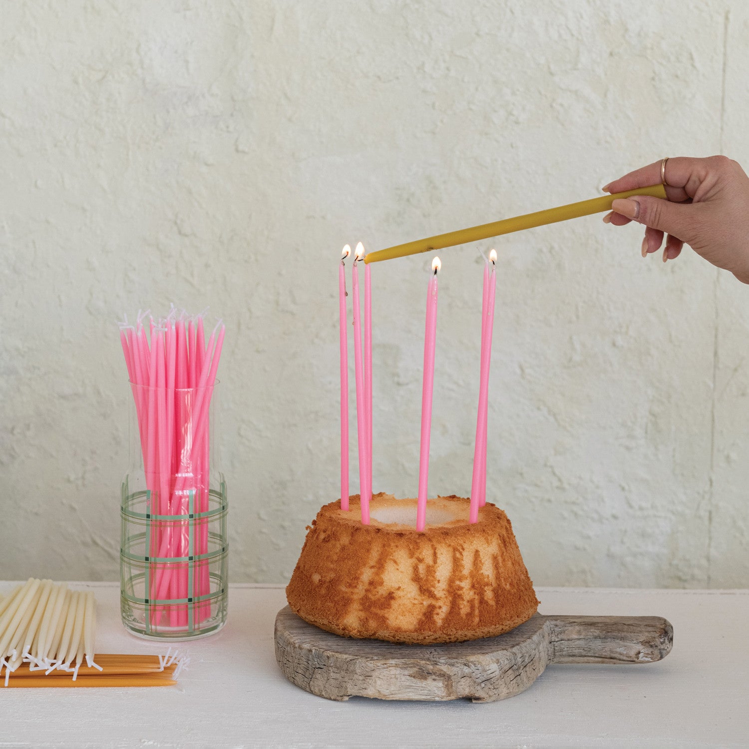 Hot Pink Unscented Thin Taper Candles - Set of 36