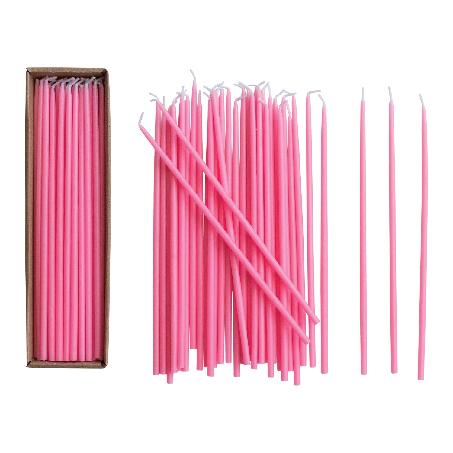 Hot Pink Unscented Thin Taper Candles - Set of 36