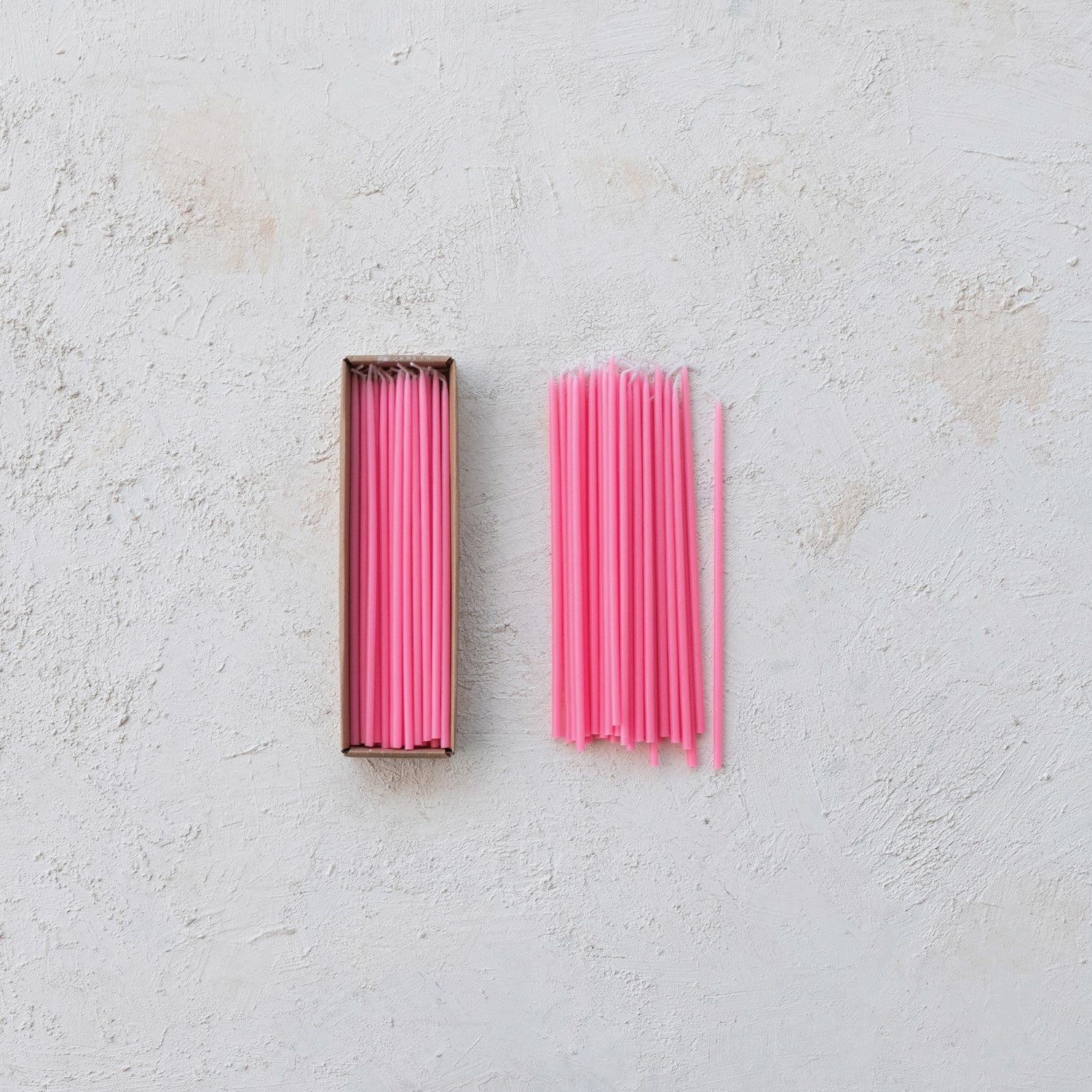 Hot Pink Unscented Thin Taper Candles - Set of 36