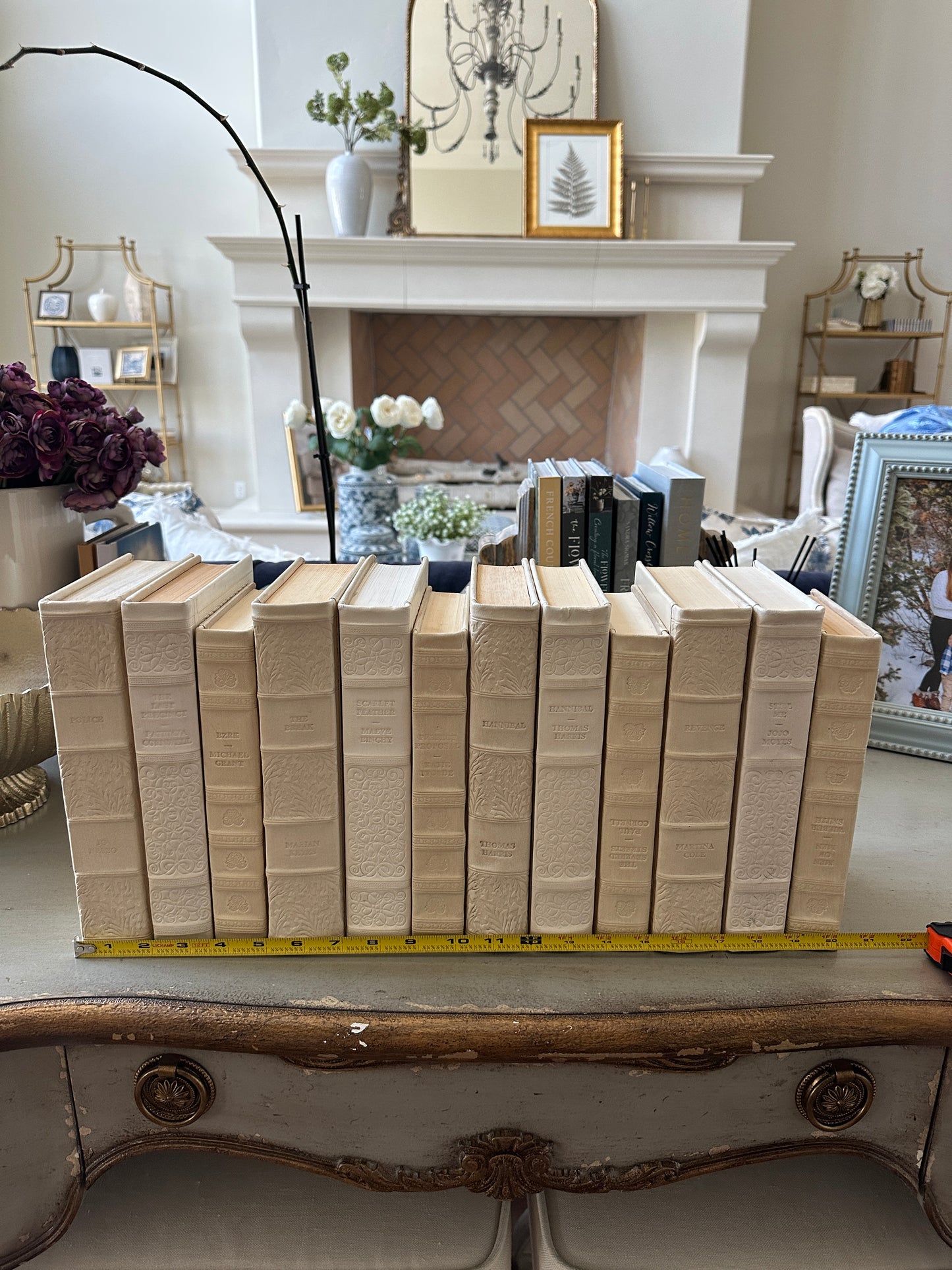 English Fine Leatherbound Books in 3 Shades of Antique White / 8.5"-9.5"
