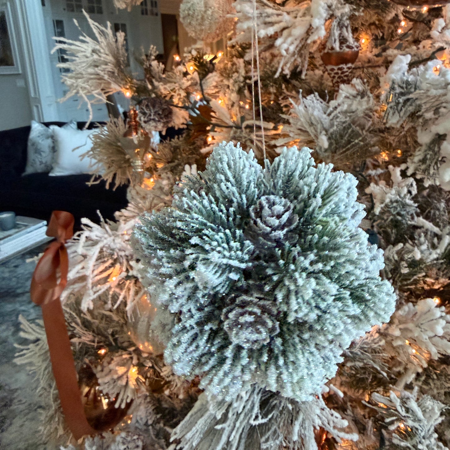 Snowy Pinecone Ball 5.5 Inch - Winter Home Decor