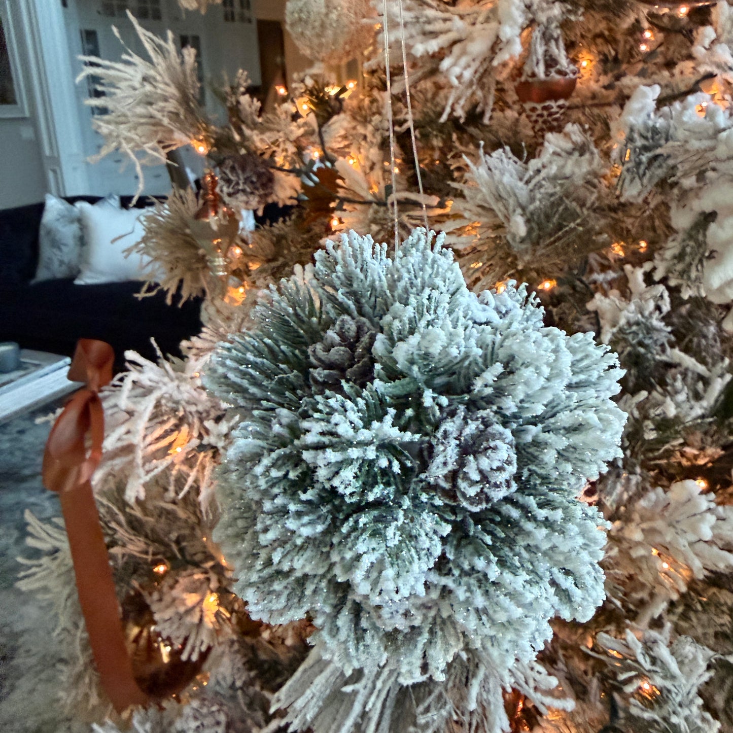 Snowy Pinecone Ball 5.5 Inch - Winter Home Decor