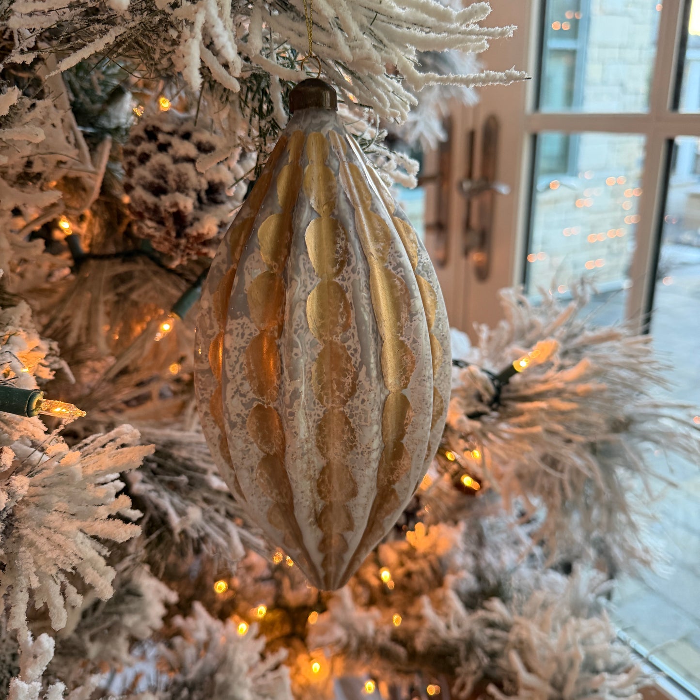 Silver and Gold Drop Ornament 9 Inch - Christmas Tree Decor
